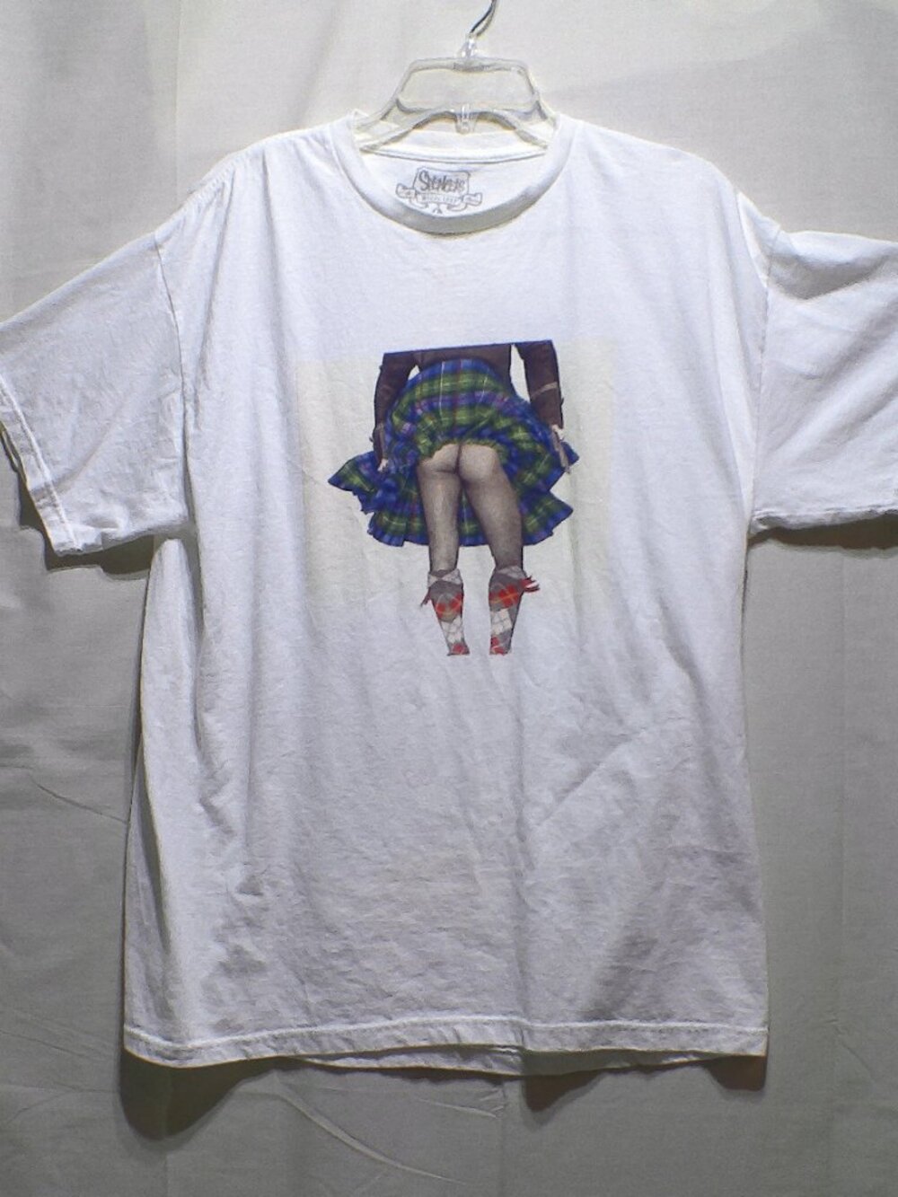 Vintage Man Kilt T Shirt Scottish Spencer's Graphic Top Large